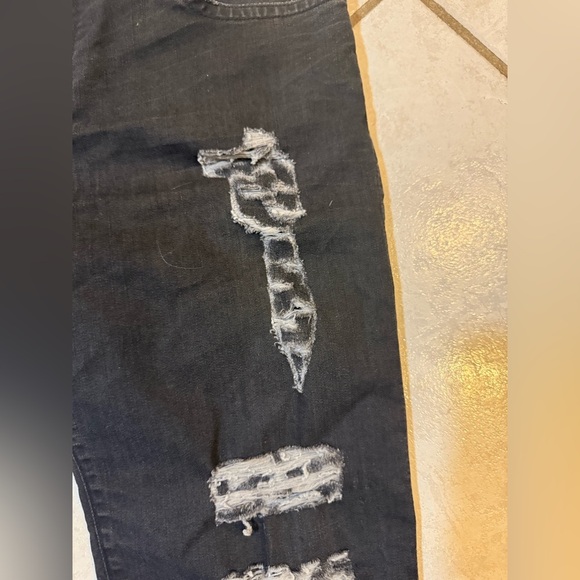 Black distressed Robins jeans sz 33 skinny - Picture 2 of 5